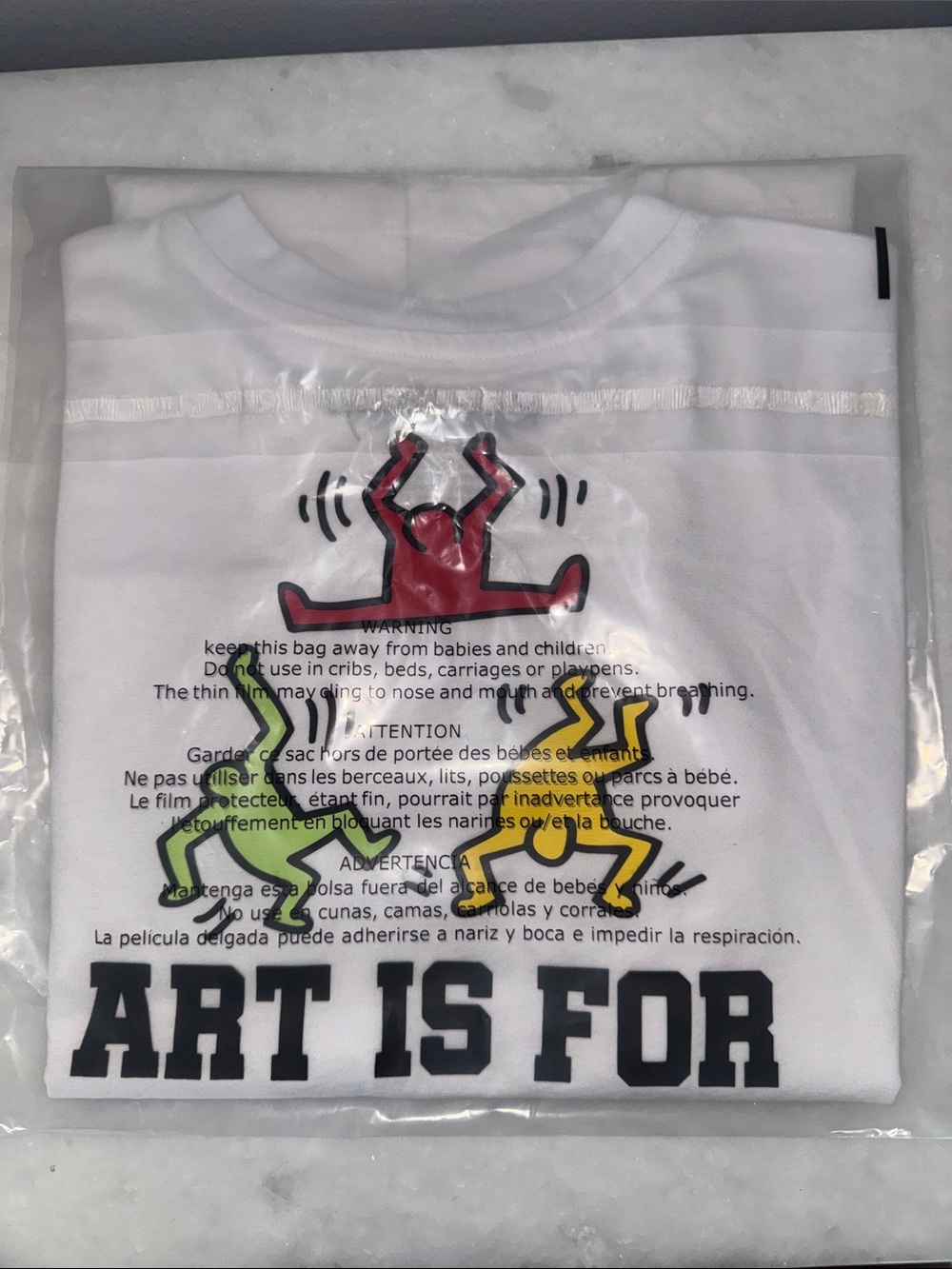 Keith Haring Kids' White 'Art Is For Everybody' Short Sleeve Tee Sz 14/16 New